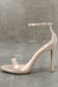 Loveliness Nude Patent Ankle Strap Heels