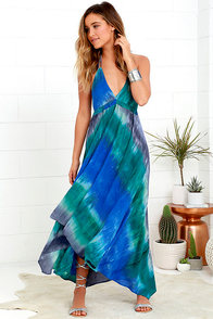One With Nature Blue Tie-Dye Maxi Dress