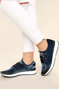Coolway Tahalifit Royal Blue Velvet Sneakers