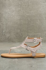 Draya Taupe Suede Flat Sandals