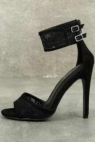 Drusilla Black Lace Ankle Strap Heels