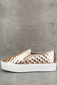 Cosima Rose Gold Quilted Flatform Slip-On Sneakers