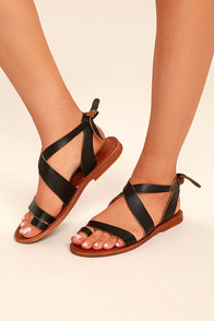 Sbicca Teegan Dark Brown Leather Flat Sandals