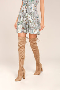So Much Yes Taupe Suede Over the Knee Boots