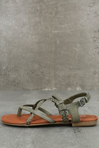 Mia Dannie Spring Khaki Flat Sandals