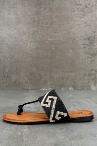 Matador Black Beaded Thong Sandals