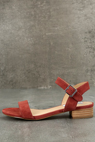 Steve Madden Cache Rust Suede Leather Heeled Sandals