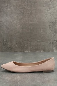 Lexine Blush Suede Pointed Flats