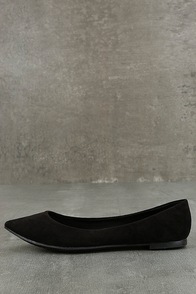 Lexine Black Suede Pointed Flats