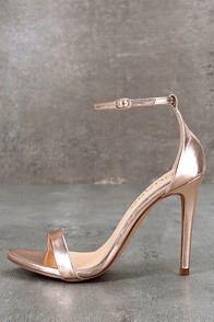 Queena Rose Gold Ankle Strap Heels