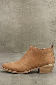 Marzia Camel Distressed Ankle Booties