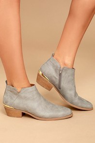 Marzia Light Grey Distressed Ankle Booties