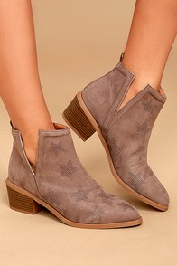 Sidra Taupe Suede Star Booties