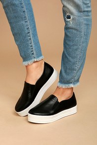 Alzena Black Flatform Slip-On Sneakers