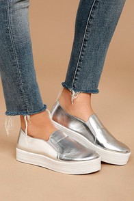 Alzena Silver Flatform Slip-On Sneakers