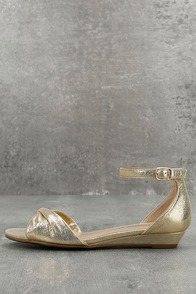 Maryanna Champagne Wedge Sandals