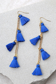 Vanessa Mooney Dynasty Blue Tassel Earrings