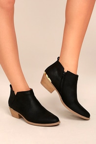 Marzia Black Distressed Ankle Booties