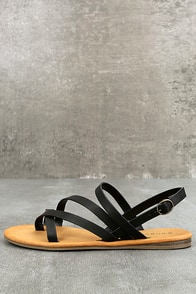 Kalene Black Flat Sandals