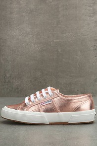 Superga 2750 COTMETU Rose Gold Leather Sneakers