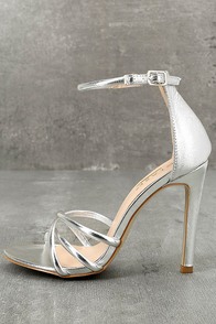 Michella Silver Ankle Strap Heels