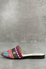 Andrea Black Embroidered Mules