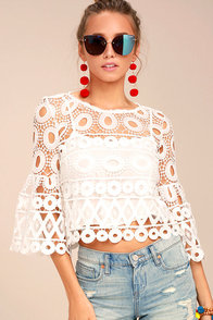 Nearness of You White Crochet Crop Top