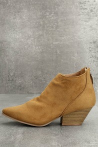 Misha Moss Tan Suede Ankle Booties