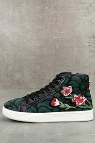Steve Madden Allie Green Multi Embroidered High-Top Sneakers