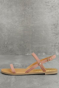 Rika Mauve Nubuck Flat Sandals