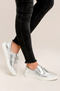 Abby Silver Slip-On Sneakers
