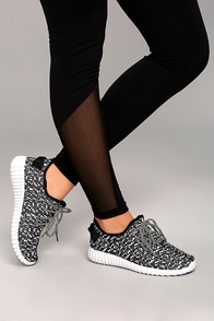 Creative Kick Black and White Knit Sneakers