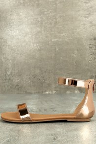 Wren Rose Gold Ankle Strap Sandals