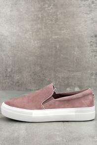 Steve Madden Gills Mauve Suede Leather Slip-On Sneakers