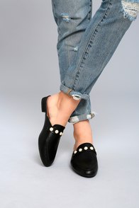 Zinnia Black Pearl Loafer Slides