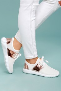 Lena White Knit Sneakers