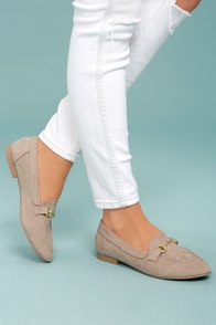 Molly Lynn Taupe Suede Loafers