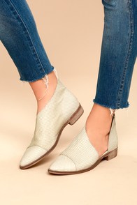 Free People Royale White Leather D'Orsay Pointed Toe Booties