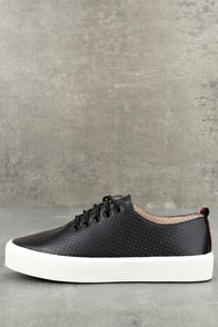Avery Black Perforated Flatform Sneakers