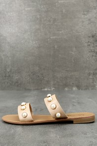 Xandra Nude Pearl Slide Sandals