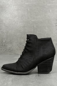 Coconuts Ally Black Nubuck Cutout Ankle Booties