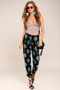 Lucy Love Joshua Tree Black Embroidered Pants