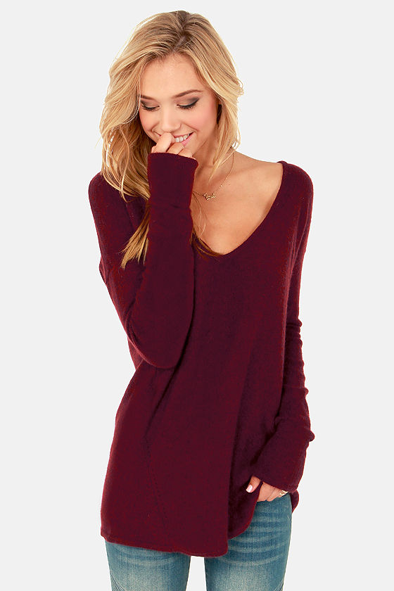 burgundy knit sweater