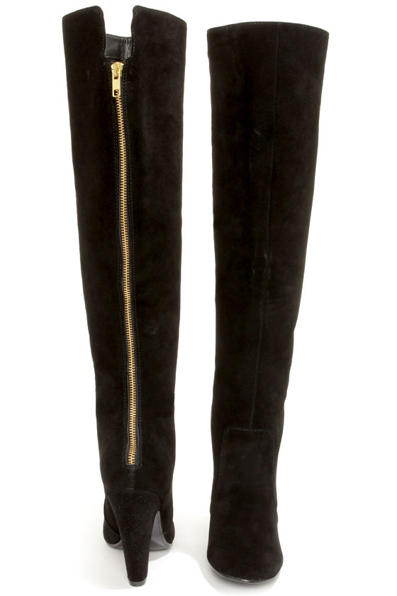 Cute Black Boots - Over the Knee Boots - Suede Boots - 169.00
