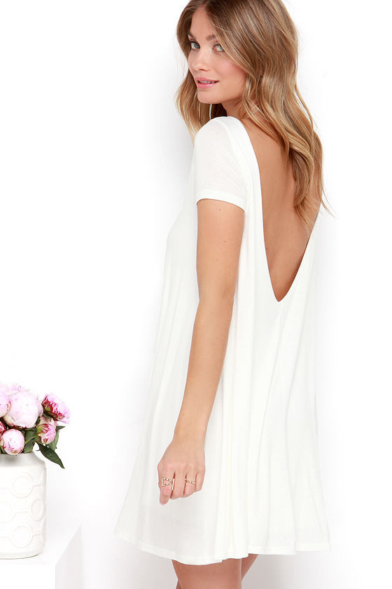 Thank You V Much Ivory Backless Swing Dress at Lulus.com!