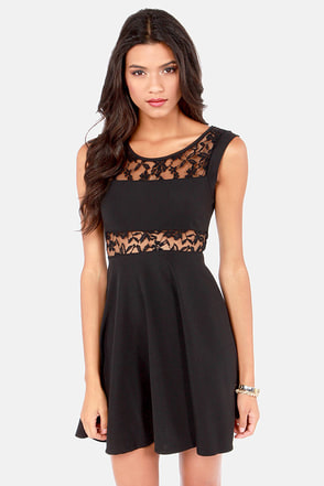 Cute Lace Dress - Little Black Dress - Cutout Dress - $39.00