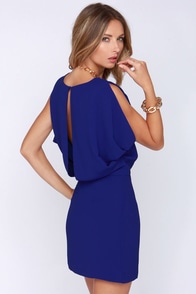 Royal Blue Cocktail Dress With Sleeves