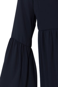 Cute Blue Dress - Baby Doll Dress - Long Sleeve Dress - $40.00