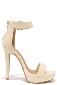 Nude Ankle Strap Heels