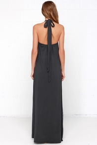 Black Dress - Halter Dress - Washed Black Dress - Maxi Dress - $111.00